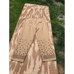 Nicole Studio Women's Silk Lined Pants Size 14 brown animal print slacks vintage